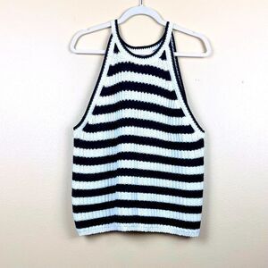 a new day Black and White Striped Knit Tank Top